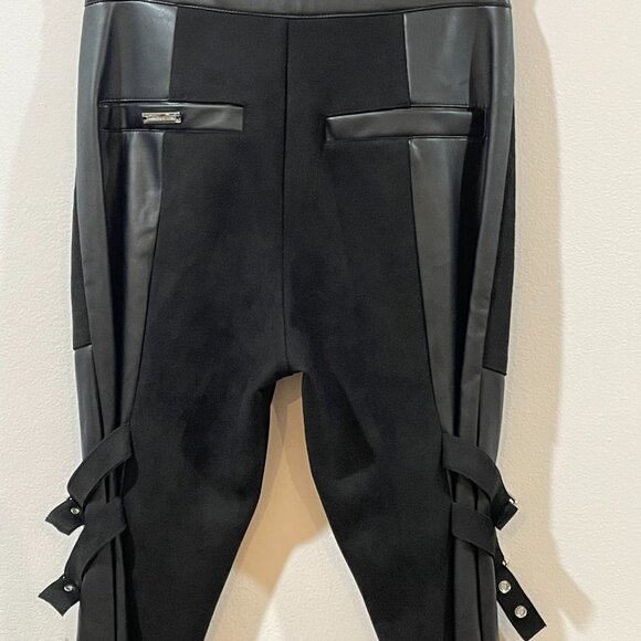 Maniere De Voir Cyberpunk Faux Suede Buckle Straps Leggings Pants UK 6 US 2 - Picture 13 of 16